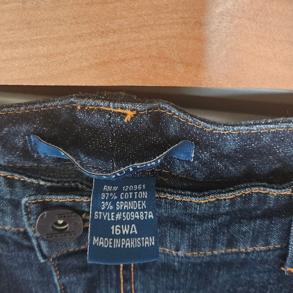 Blue Couture Dark Wash Flare Leg Denim Jeans 16WA 31" Inseam - Picture 5 of 9